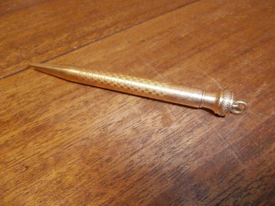 ANTIQUE FANCY 20YR GOLD FILLED PROPELLING CHATELAINE PENCIL GENERAL FIREPROOFIN