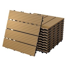WPC carreaux de sol 30x30cm 2 m² aspect de bois pour balcon jardin piscine teak