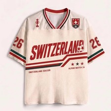 Retro Soccer Mesh Jersey, Swiss Pride Fan Apparel, Vintage Swiss Football