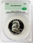 1962 USA SILVER PROOF FRANKLIN HALF DOLLAR CAC PR 64 DCAM