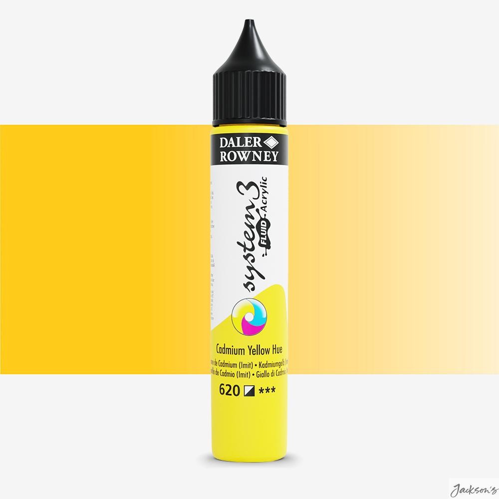 Daler-Rowney System3 Fluid Acrylic Paint 29.5ml Cadmium Yellow Hue Art