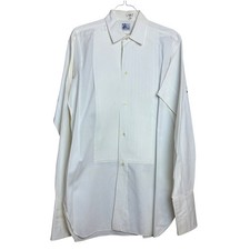 Vintage 60s Japan Hagoromo Yokosuka White Diamond Jacquard Pleated Tuxedo Shirt