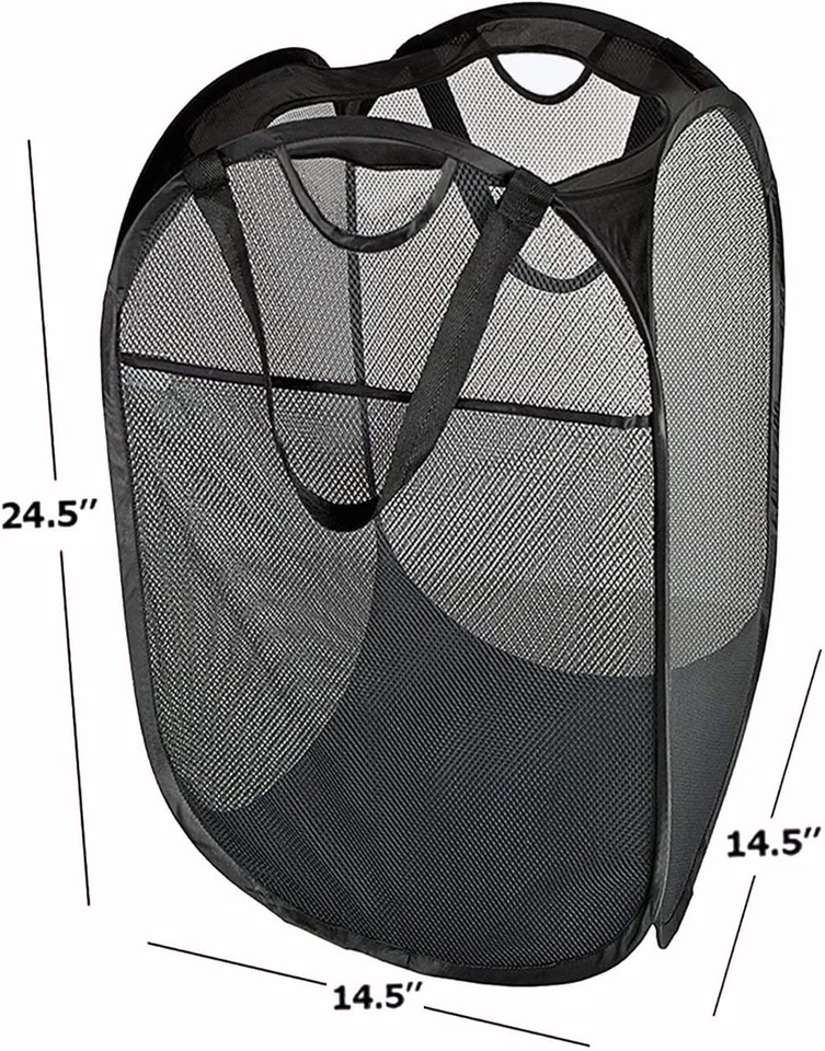 2 Pcs Strong Mesh Pop-Up Laundry Hamper, Quality Pop up Hampers for Laundry with - Image 2 of 4