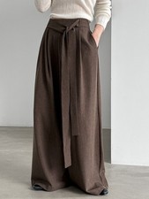 Womens Business Casual Straight Leg Trousers High Waist Belted Work Pants
