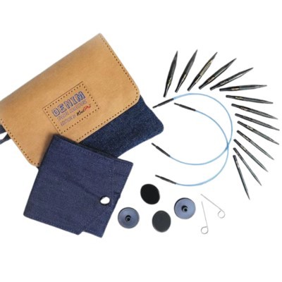 KnitPro Short Rundstricknadeln 5 cm   7-teiliges Holz-Set inkl. Seile & Tasche