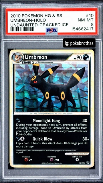 Pokemon Umbreon Holo Heartgold & Soulsilver Undaunted 10/123 Cracked Ice PSA 8