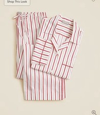 J Crew Cotton poplin long-sleeve pajama pant set in peppermint stripe