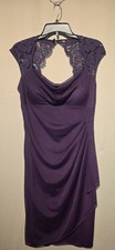 Purple Lace Chiffon Cap Sleeve Bridesmaid Dress Formal Evening Gown Elegant