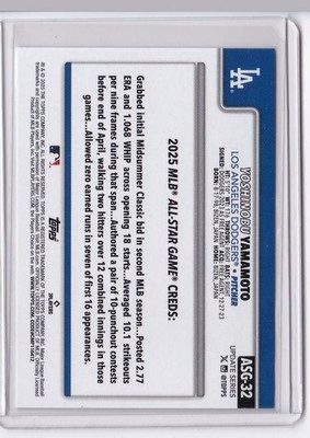 ハニカムカード　8点 Yoshinobu Yamamoto ALL STAR GAME 2025 Topps Update #ASG-32 Dodgers