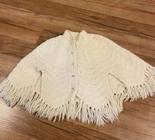 Vintage Child  s poncho Knit Sweater Animal Buttons