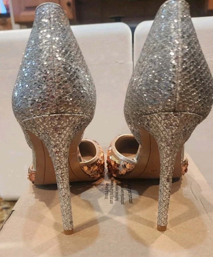 INC Koree Gold Sequin & Silver Glitter Heels D’Orsay Size 10M - Image 4 of 4