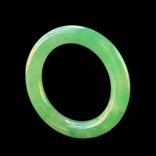 【KATHY JADE】Icy Cylindrical Green Jadeite Jade Bangle Bracelet《56mm》《Grade A》