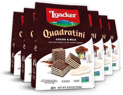 Loaer Quadratini Hazelnut Bite-Size Wafer Cookies, Crispy Wafers Crey