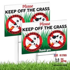2 PC Keep Off Grass Signs for Yard, 8x12 DS Coroplast Dog No Poop or Pee set 2