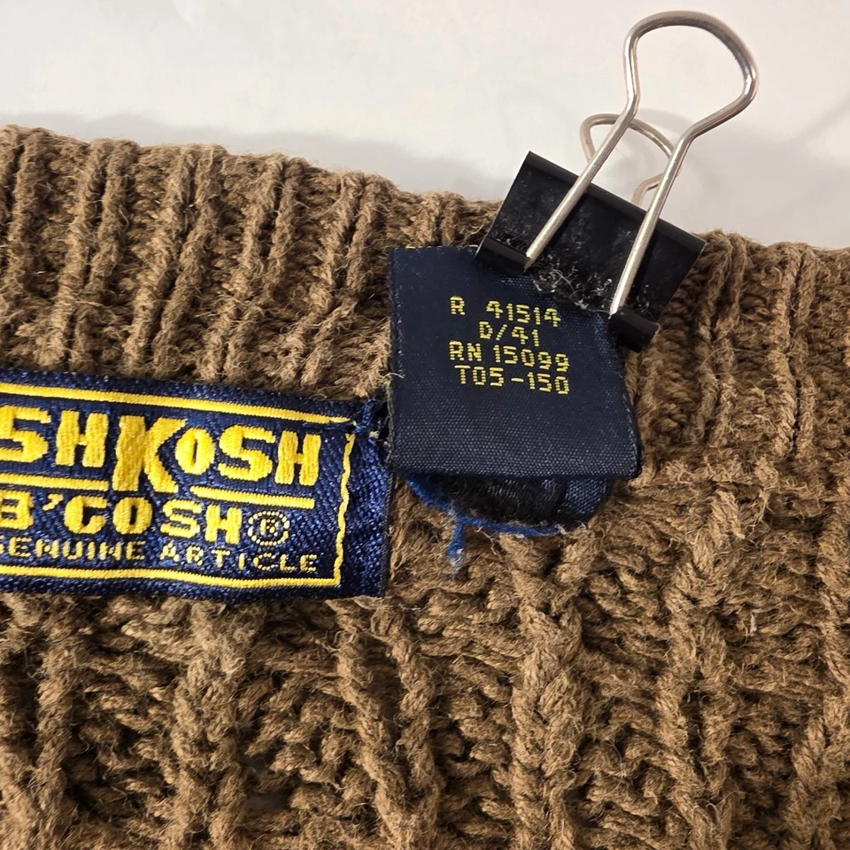 Vintage Oshkosh B’Gosh Cardigan Men's Large Grandpa Dad Cable Knit Cotton Blend - Image 2 of 4