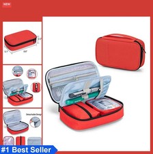 Diabetic Supplies Travel Case Red Nylon With 2 Detachable Pouches For Glucose