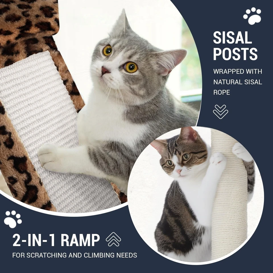 Allewie 68 Inches Cat Tree/House and Towers for Big Feline/Scratching Post/Multi - Image 4 of 4