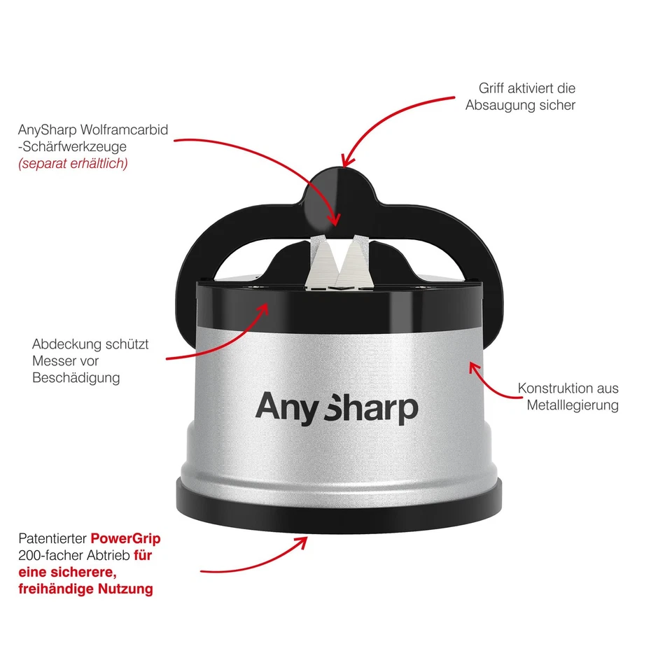 Messerschärfer Freihändige Sicherheit PowerGrip Saugnapf Sicheres Schärfen al... - Bild 4 von 4