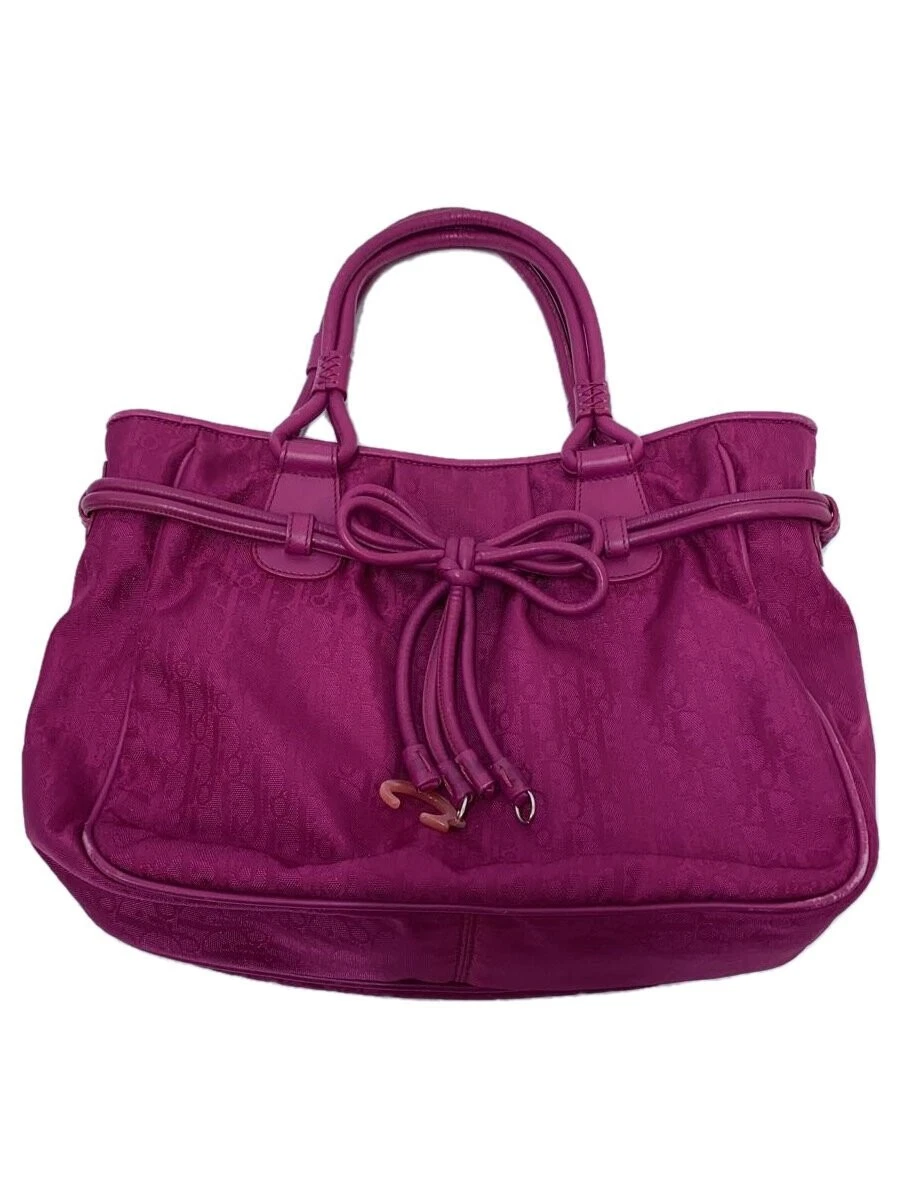 Sac à main fourre tout Christian Dior trotteur cuir ruban nylon PNK motif complet