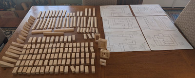 Vintage Hardwood Architect Blocks Door Window 163 pc Simple Blueprints Age 6+