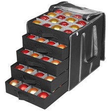 Christmas Ornament Storage Box, 5 Trays, Holds 100 Ornaments, Handles, Black