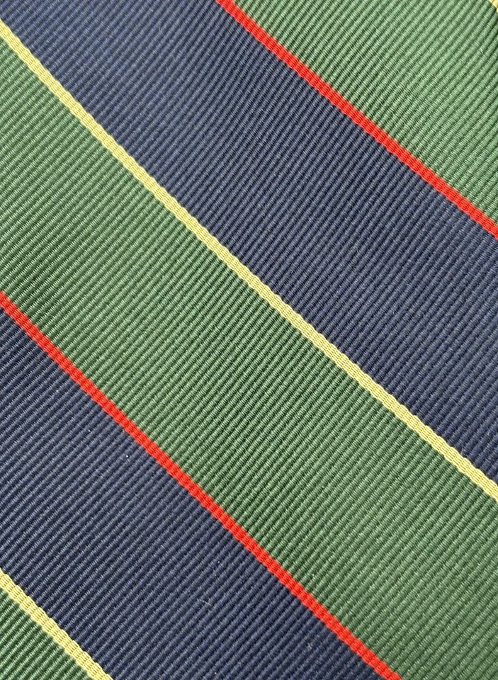 Corbata Brooks Brothers REPP para hombre mezcla de seda verde rojo amarillo azul a rayas diseñador Foto 2 de 4