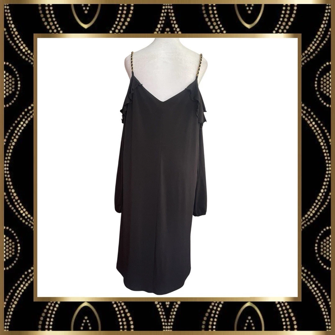 Abito Michael Kors nero con spalline fredde e cinturino a catena Taglia 1X