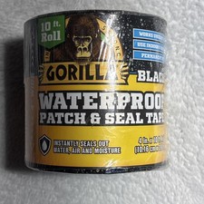 Gorilla Waterproof Patch  Seal Tape, Black Tape, 4" x 10' Pack of 1 -