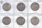 Lot of 6 Walking Liberty Half Dollars - 90% Silver - US Coins