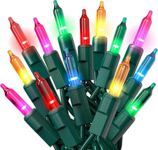 Christmas String Lights with Green Wire - 100 Count, 20 Ft Multicolored Christma