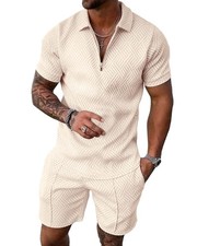 Men's Summer Polo Shirt and Shorts Set, Casual 2-Piece Fashion Tracksuit