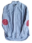 Gitman Bros Vintage Men's Large (L) Blue Cotton Shirt Paisley Elbow Patches USA