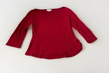 SARAH LILLER San Francisco Red Stretch 3/4 Sleeve Shirt Top Blouse Sz M