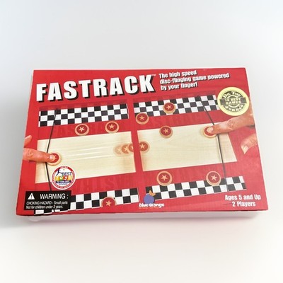 Fastrack Wooden 2 Player Game Blue Orange Fast Track Race Speed Flick Disk NEW 