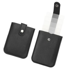 2Pcs Leather Slim Minimalist Wallet, Black