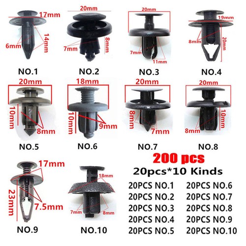 100x Parachoques Coche Guardabarros Maletero Tornillo Remaches Negro Plástico Sujetador Clips Herramientas - Imagen 4 de 15