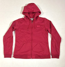 Under Armour Women  s Full Zip Hoodie Red Size Large Fleece Logo