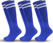 3 Pairs Kids Soccer Socks Striped Knee High Tube Socks Football Uniform Sports S