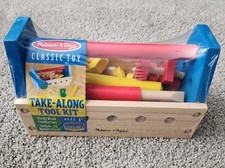 New Melissa  Doug Classic Toy Take-Along Tool Kit Sturdy Wood Construction 24pc