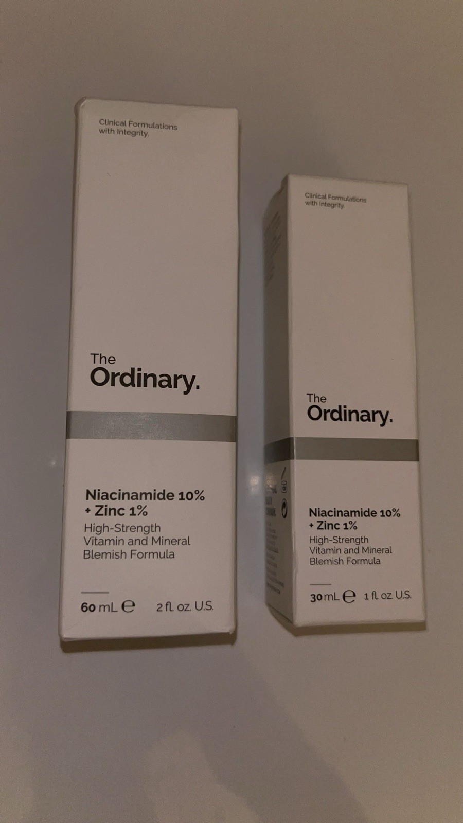 The Ordinary Niacinamide 10% +  Zinc 1% 60 mL / 2 fl oz Lot of 2, NEW