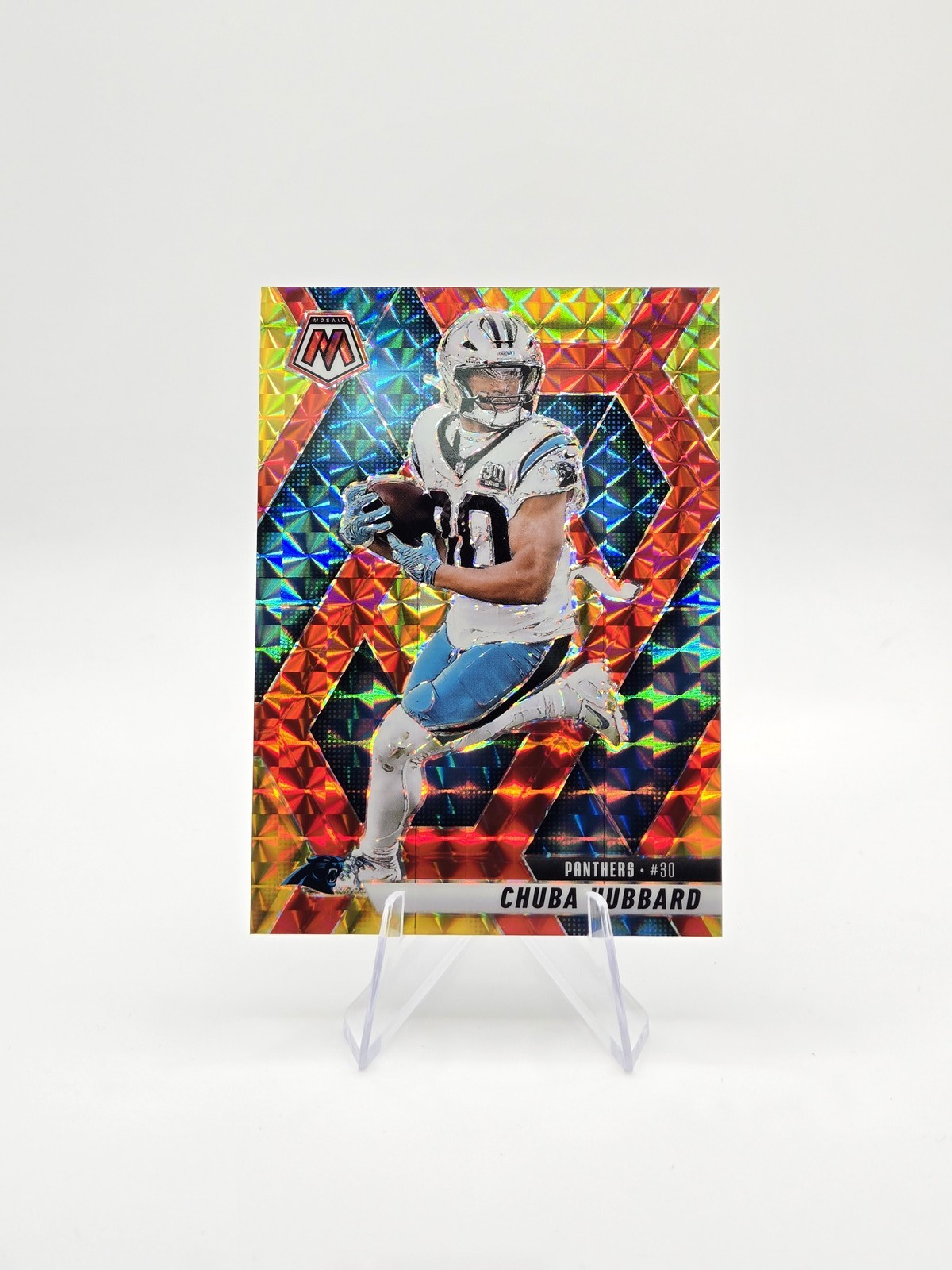 Chuba Hubbard 2025 Panini Mosaic Choice Red & Yellow SP #/89 #193