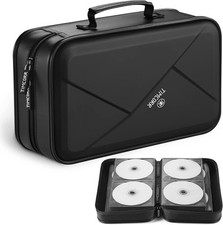 CD Case DVD Holder Storage: 144 Capacity Cases Organizer Portable Black