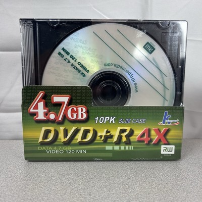 K Hypermedia DVD+R Recordable DVD Disc 4.7GB 120 min 4x 10 Pack Slim Case