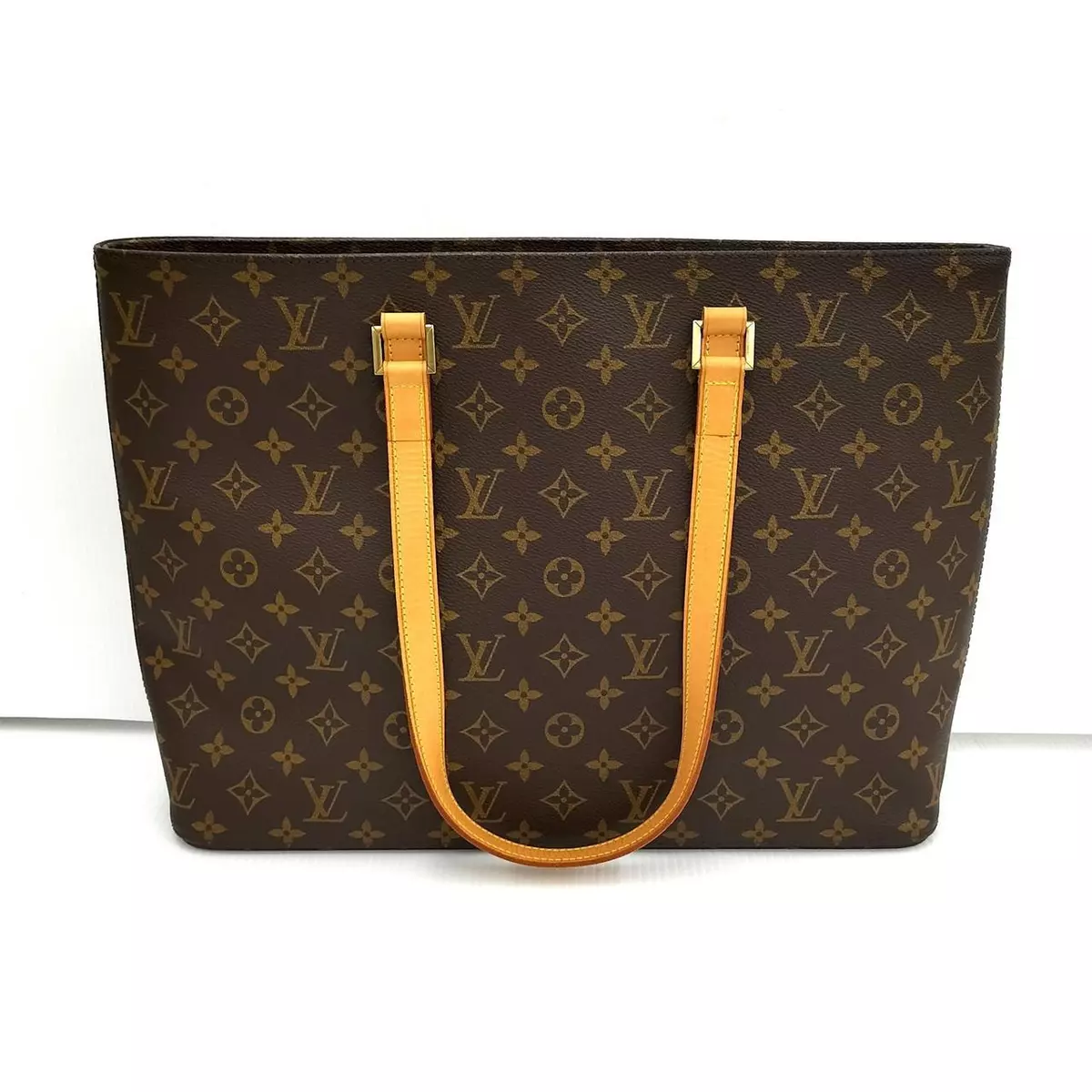 Authentic Louis Vuitton Luco Monogram Shoulder Tote Bag Brown Leather  M51155