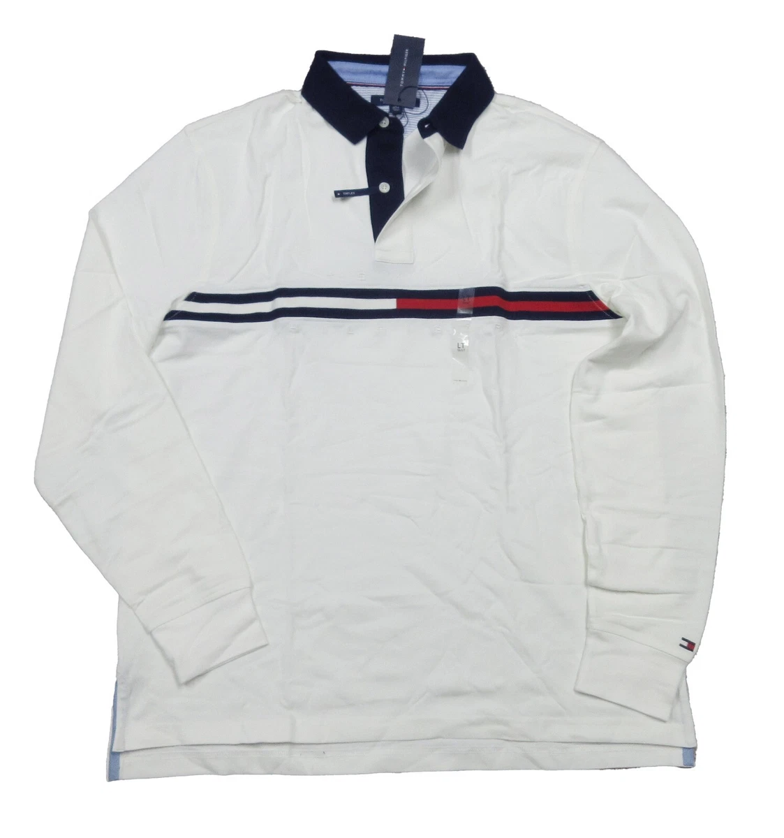 Tommy Hilfiger Big & Tall Men\'s White Logo Graphic TH Flex L/S Polo Shirt |  eBay