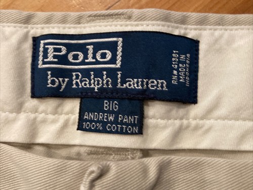 Polo Ralph Lauren Pleated Pants Beige Big Andrew Cotton Mens TAG 42 Fits 41 x 28 - Picture 2 of 12