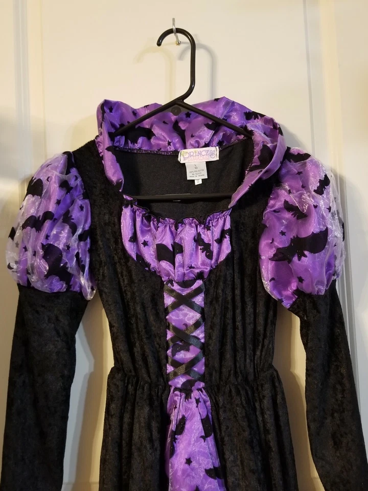 VESTIDO DE MORCEGO INFANTIL PRINCESA PARAÍSO MENINAS FANTASIA DE HALLOWEEN TAMANHO 10 43" DE COMPRIMENTO - Imagem 2 de 4