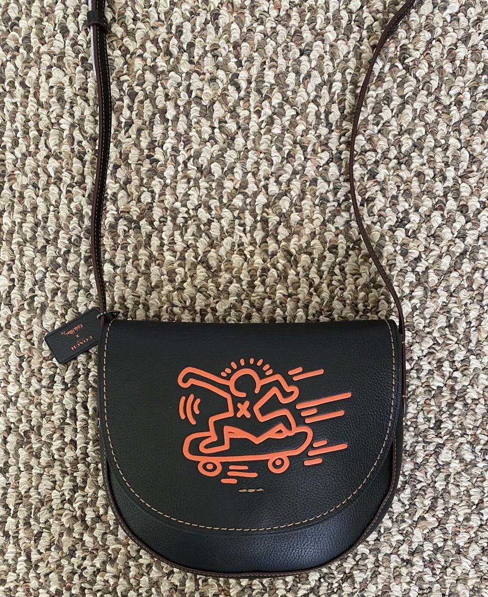 COACH X KEITH HARING HUDSON BLACK PEBBLE LEATHER COACH X KEITH HARING HUDSON BLACK PEBBLE LEATHER