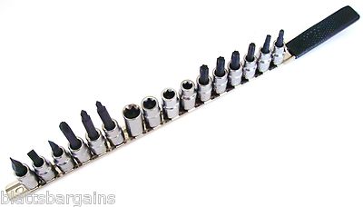 17pc CRAFTSMAN 3/8'' DR. STAR E TORX SCREWDRIVER BIT SOCKET SET W/USA SOCKET RAIL