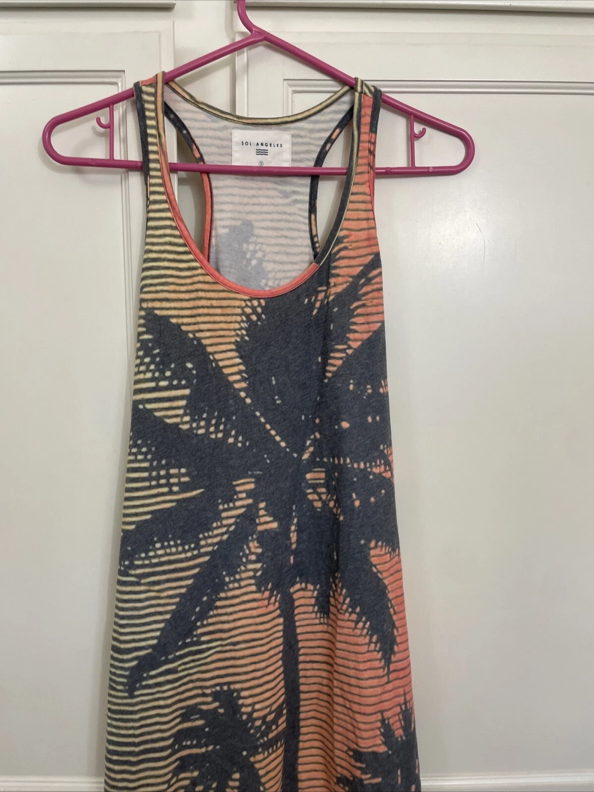 PALM ANGELS Anthropologie Sol Angeles Tank T Shirt Vestito Tg S Palma Multicolore Elasticizzato S
